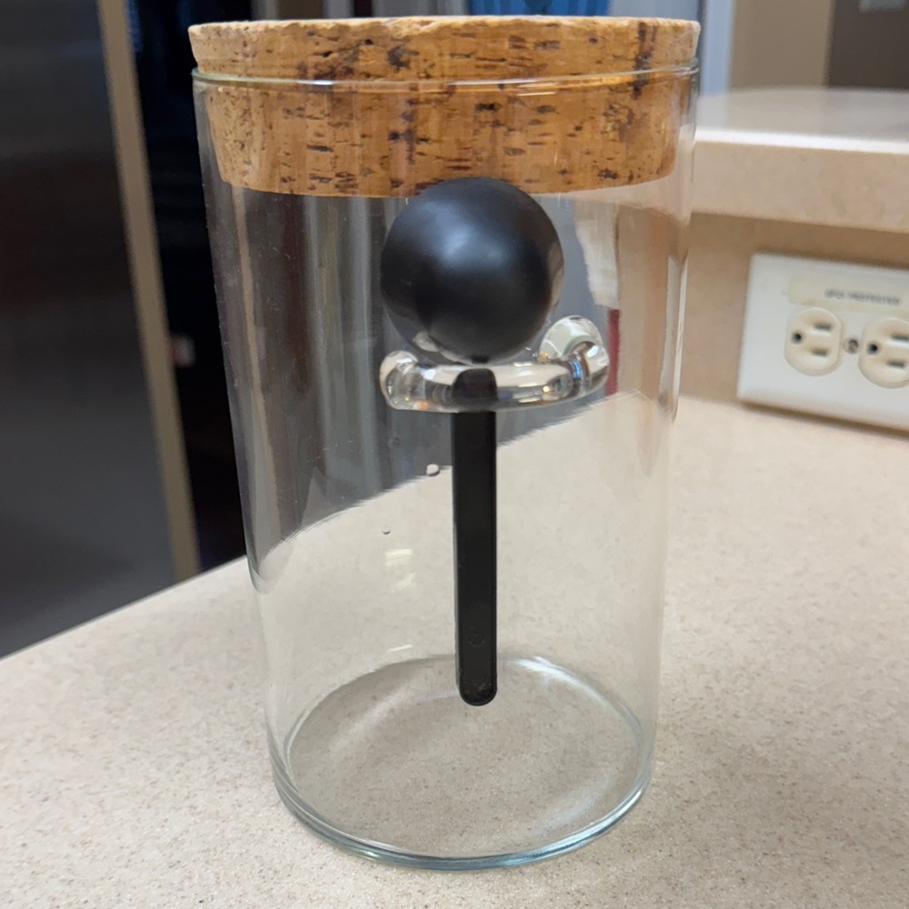 Glass Coffee Jar with Cork Lid and scoop EUC
